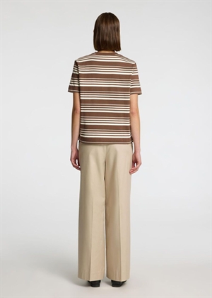 Boxy-Luma ss o.neck tee Chestnut/Egret Stripes Selected Femme 